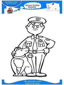 Çocuklar İçin Polis Boyama Sayfaları 
